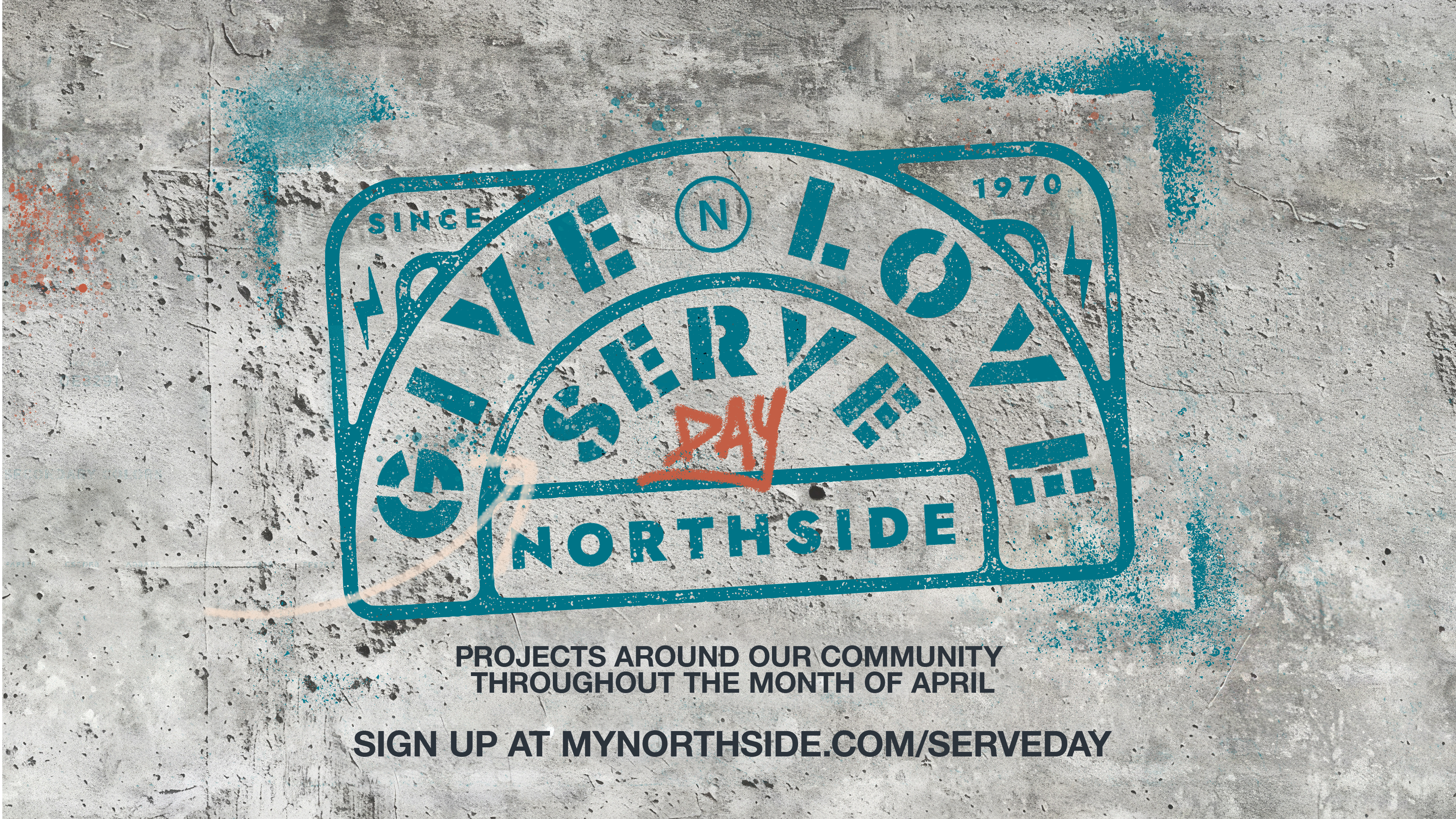 Graffiti and urban-style graphic with Serve Day logo